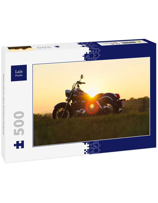 Motorrad vor dem Sonnenuntergang Puzzle