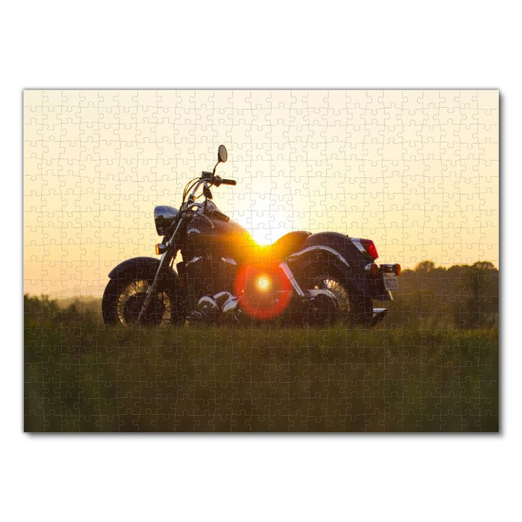 Motorrad vor dem Sonnenuntergang Puzzle