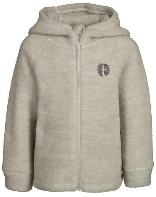 Wollfleece-Kapuzenjacke ESSENTIALS in gray melange