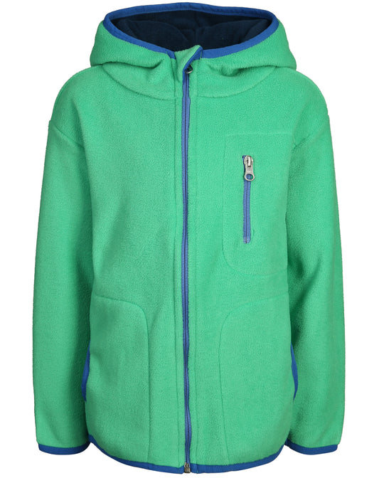 Fleece-Jacke POCKET mit Kapuze in grün