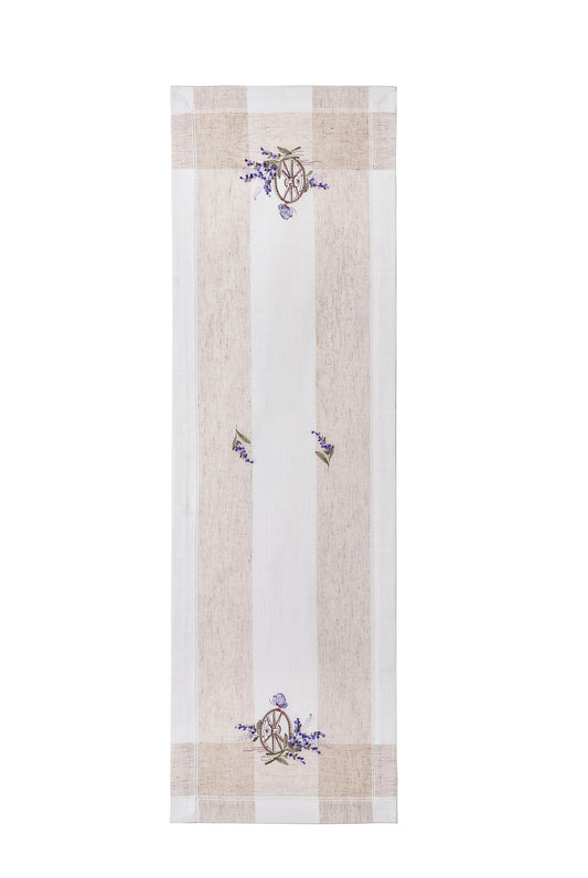Tischläufer "Lavendel" mit Stickerei, 40 x 140 cm