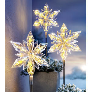 LED-Gartenstecker "Eiskristall" (3er Set)