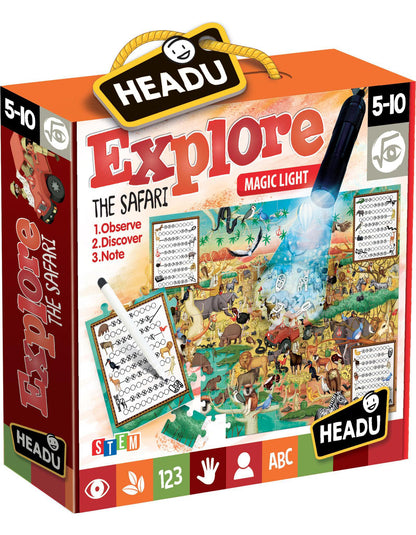 Headu Game Explore Safari mit Taschenlampe (70 Teile)