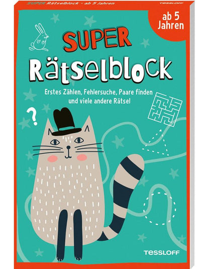 Tessloff Super Rätselblock ab 5 Jahren.Erstes Zählen, Fehlersuche, Paare finden und viele andere Rätsel (Deutsch, 2022, Stefan Heine)