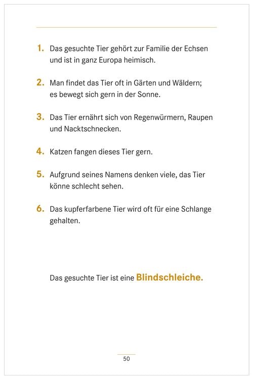 Umschreibungen Tiere. Gedächtnistraining