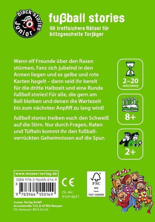 Ratespiel BLACK STORIES JUNIOR - FUSSBALL-STORIES 50-teilig