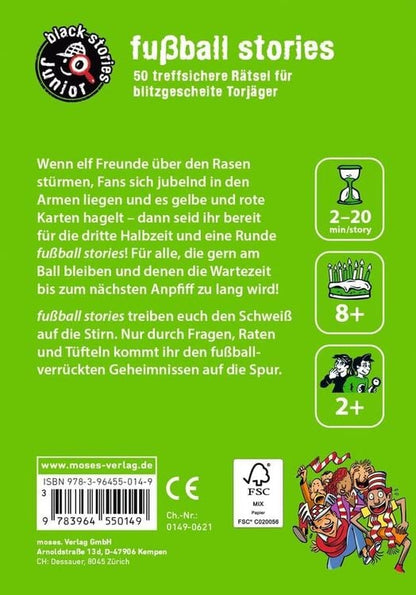 Ratespiel BLACK STORIES JUNIOR - FUSSBALL-STORIES 50-teilig