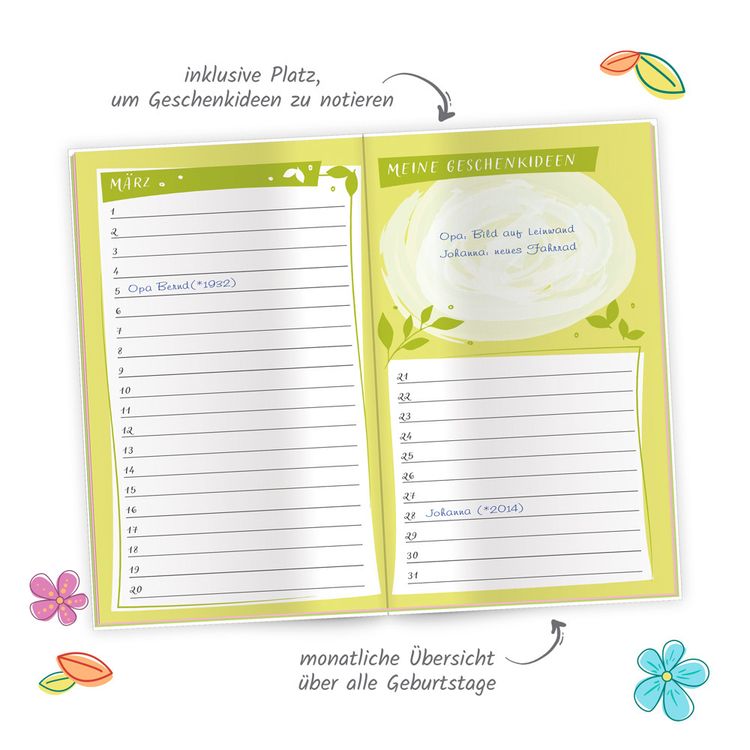 Trötsch Taschenkalender Geburtstagskalen