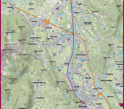 Kompass Fahrrad-Tourenkarte Alpe Adria Radweg 1:50.000