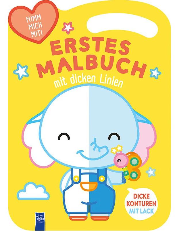 Erstes Malbuch mit dicken Linien - Cover gelb (Elefant)