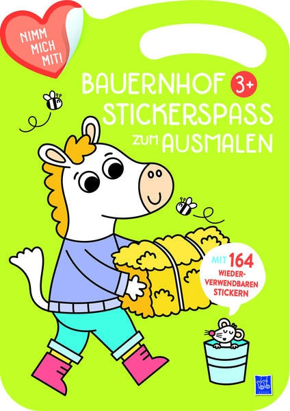 Yoyo Books Bauernhof Stickerspaß zum Ausmalen 3+ (Cover grün, Pferd)