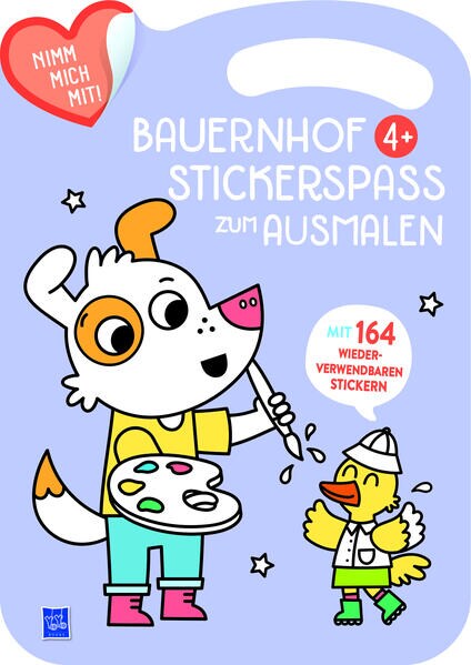 Yoyo Books Bauernhof Stickerspaß zum Ausmalen 4+ (Cover violett, Hund)