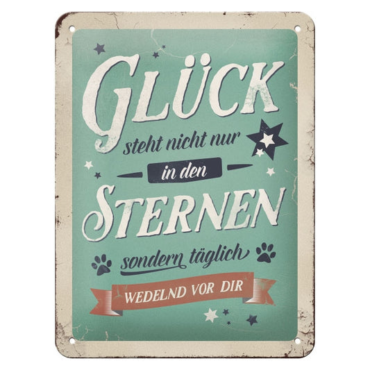 Blechschild 15x20. PfotenSchild - Glück