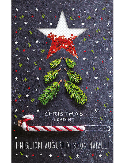 Biglietto Buon Natale C/paillettes