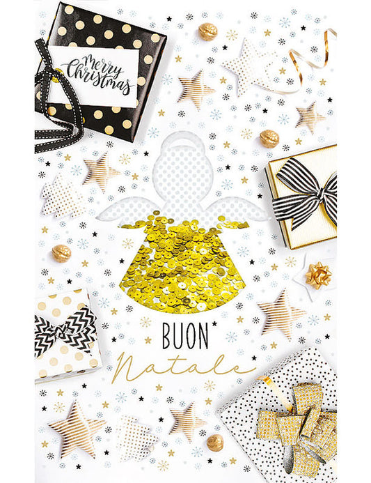 Biglietto Buon Natale C/paillettes