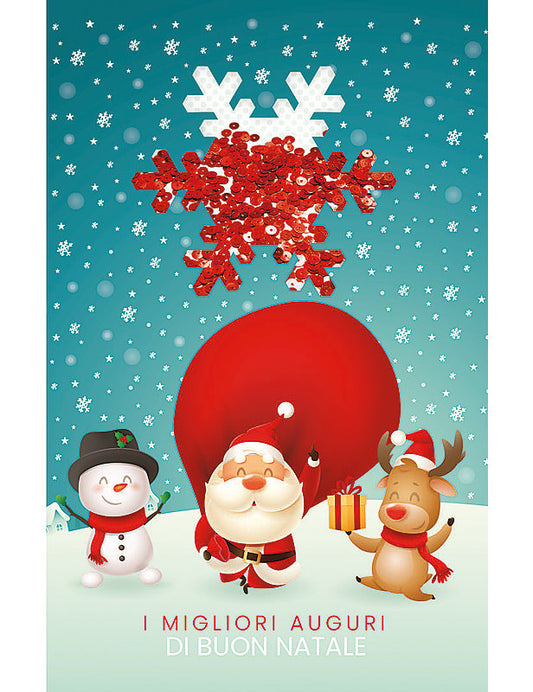 Biglietto Buon Natale C/paillettes