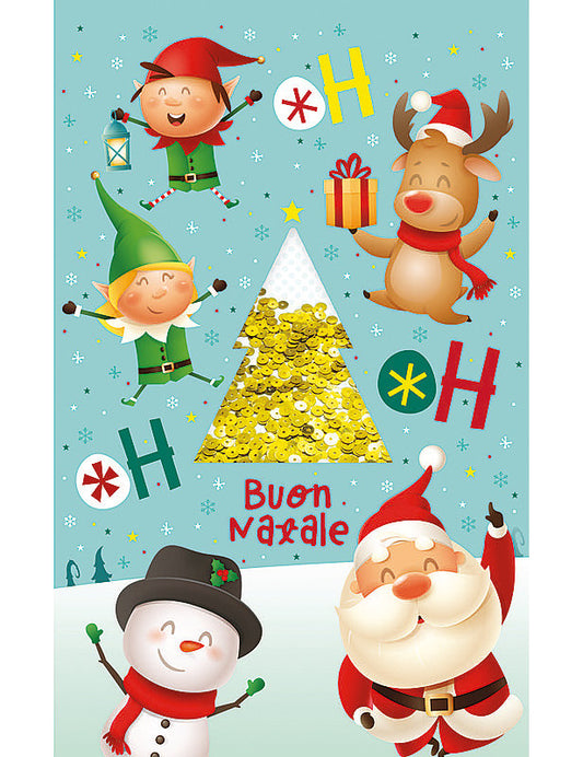 Biglietto Buon Natale C/paillettes
