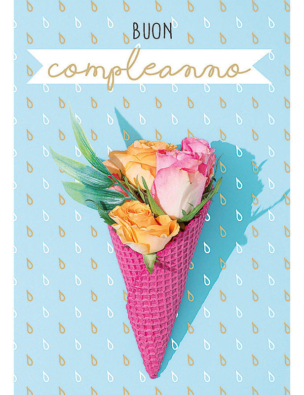 Biglietto Buon Compleanno Flower C/foil