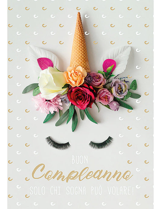 Biglietto Buon Compleanno Flower C/foil