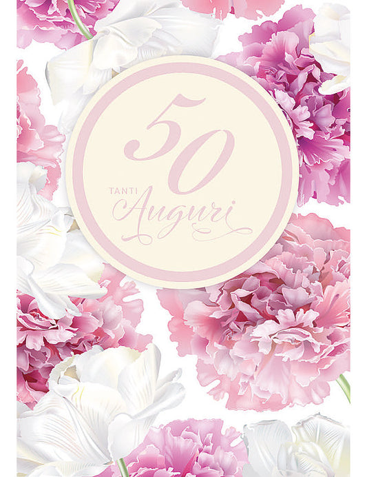 Biglietto 50 Anni Flower C/glitter