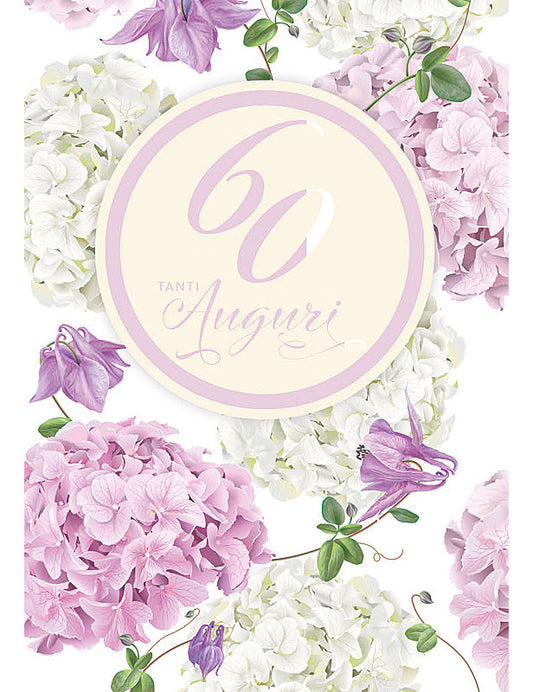 Biglietto 60 Anni Flower C/glitter