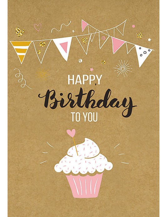 Doppelkarte / Muffin / Happy Birthday to you / hoch