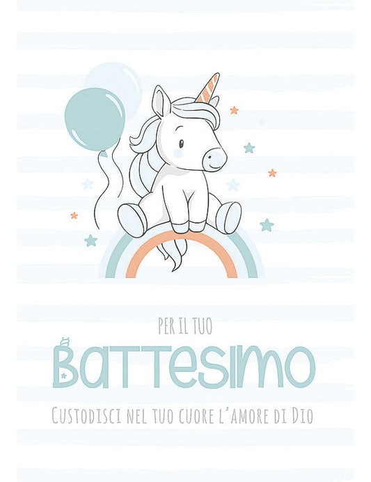 Biglietto Battesimo P/soldi Azzurro