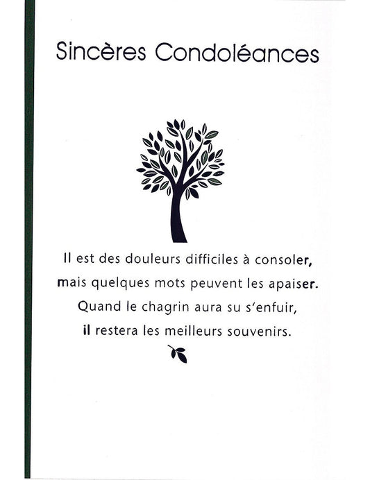 Doppelkarte. Sincères Condoléances