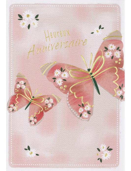 Doppelkarte. Heureux Anniversaire
