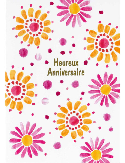 Doppelkarte. Heureux Anniversaire