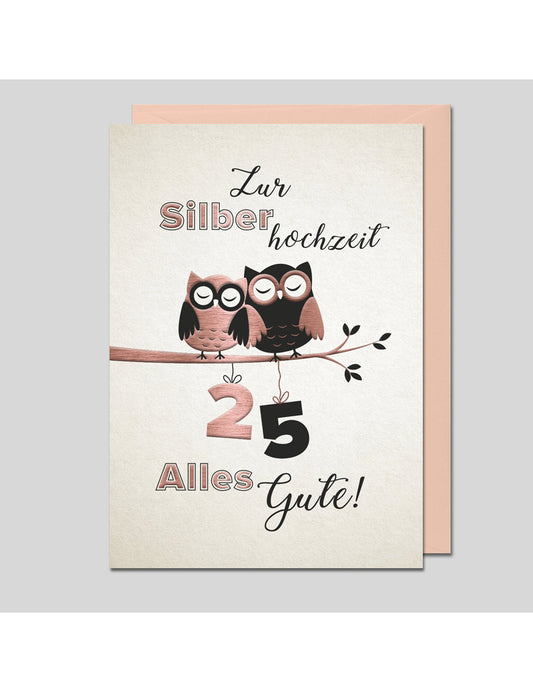 Doppelkarte. Silberne Hochzeit Donna May