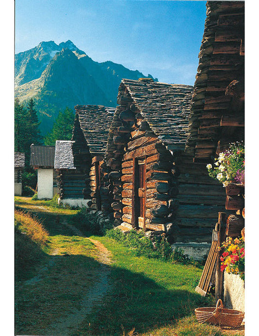 Postkarte Swiss Image hoch Häuser in Lobbia GR