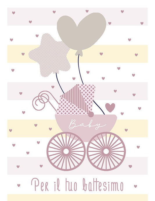 Biglietto Battesimo rosa special