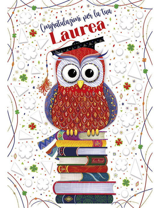 BIGLIETTO LAUREA C/RILIEVO E FOIL