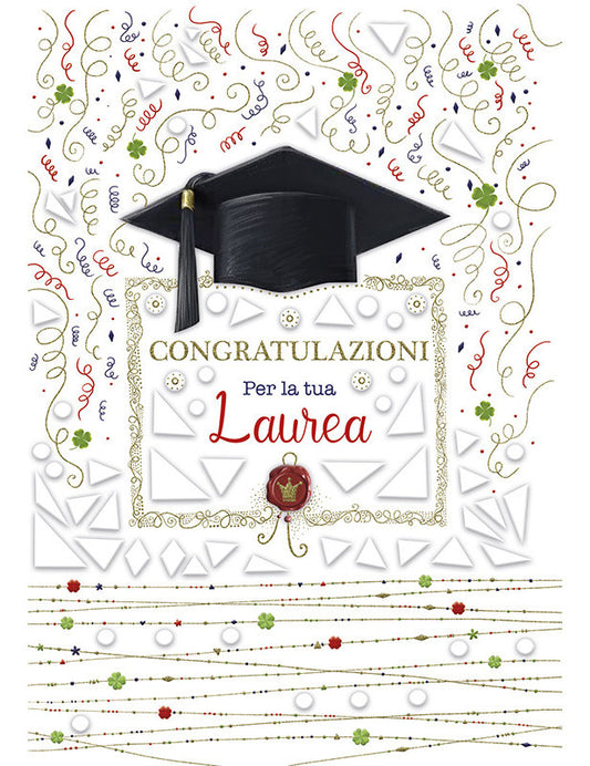 BIGLIETTO LAUREA C/RILIEVO E FOIL
