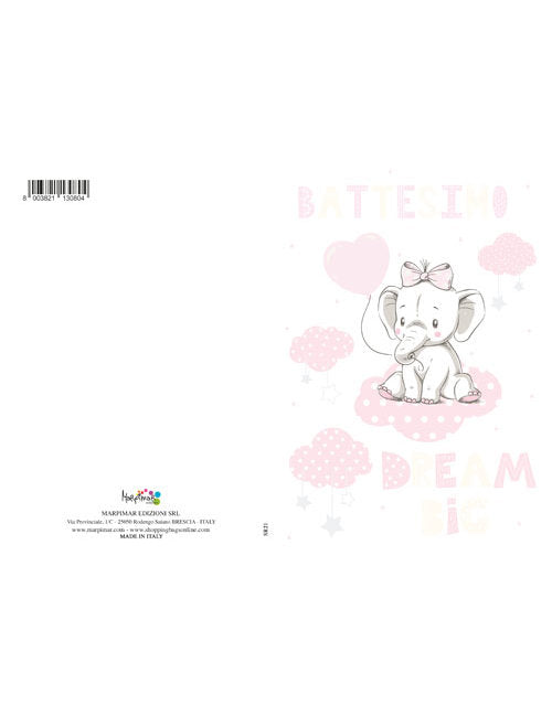 BIGLIETTO BATTESIMO P/SOLDI ROSA