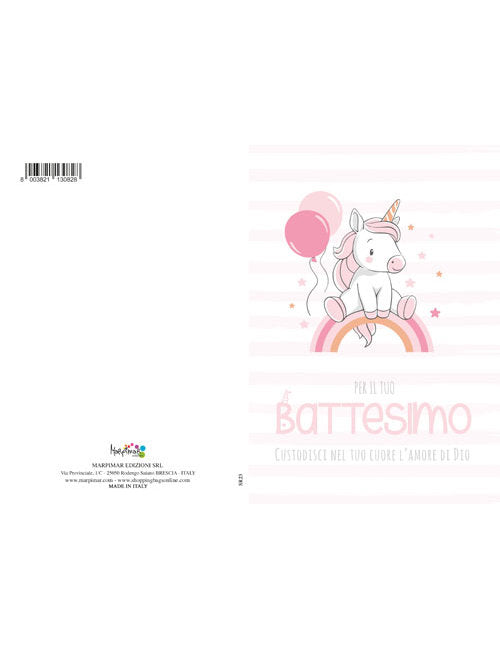 BIGLIETTO BATTESIMO P/SOLDI ROSA
