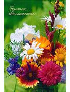 Doppelkarte. Heureux Anniversaire