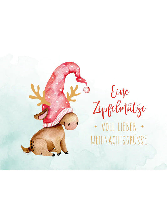 Postkarte. Green Karma X-MAS - Zipfelmütze voller Grüße