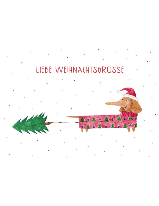 Postkarte. Green Karma X-MAS - Weihnachts-Dackel