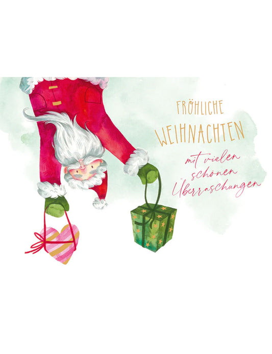 Postkarte. Green Karma X-MAS - Hängender Weihnachtsmann