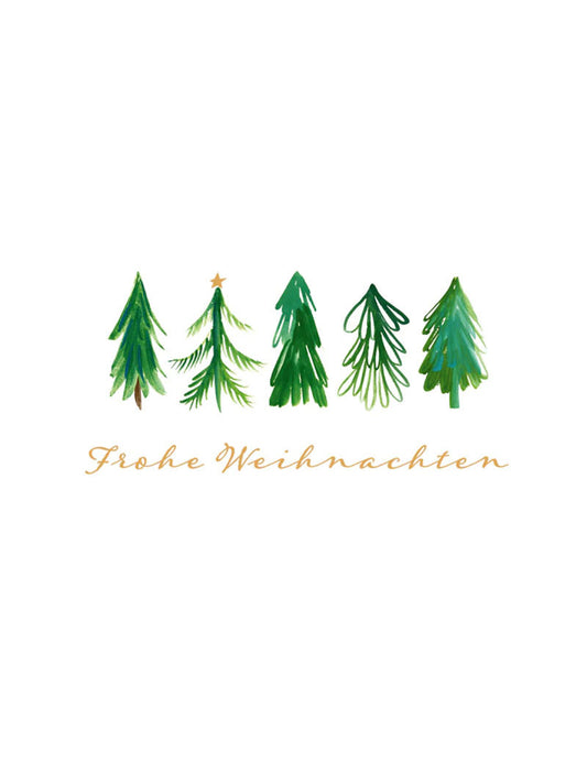 Postkarte. Green Karma X-MAS - Fröhliche Tannen