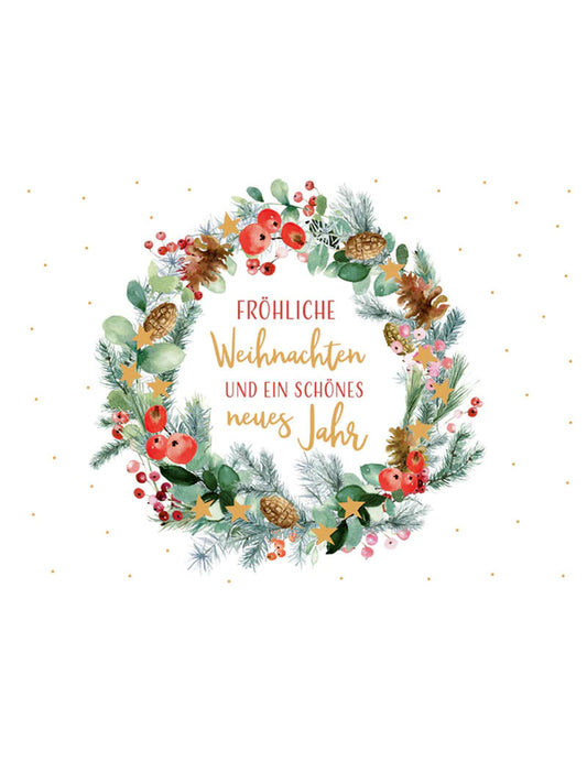 Postkarte. Green Karma X-MAS - Floraler Weihnachtskranz