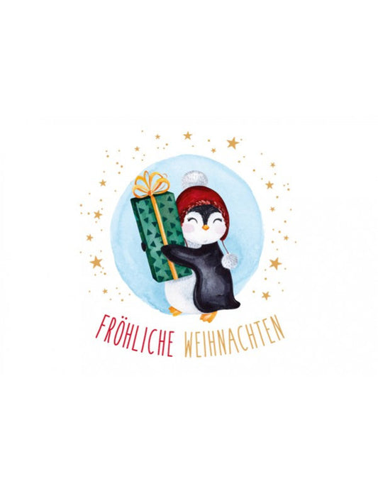 Midikarte. Green Karma X-MAS - Süßer Pingu mit Geschenk