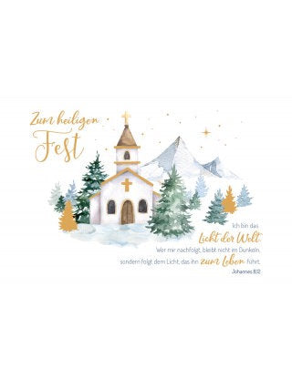 Doppelkarte. Green Karma X-MAS - Winterlandschaft mit Kirche