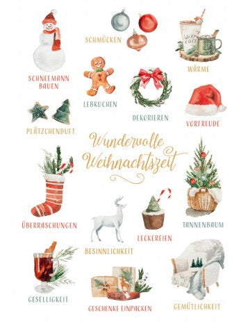 Doppelkarte. Green Karma X-MAS - Weihnachtssymbole