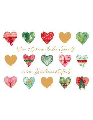 Doppelkarte. Green Karma X-MAS - Viele weihnachtliche Herzen
