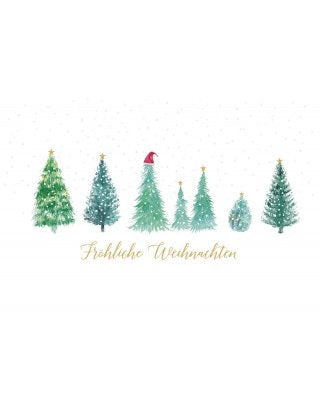 Doppelkarte. Green Karma X-MAS - Tannenbaum mit Weihnachtsmütze