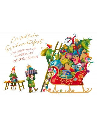 Doppelkarte. Green Karma X-MAS - Schlitten voller Überraschungen