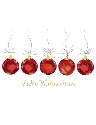 Doppelkarte. Green Karma X-MAS - Rote Christbaumkugeln